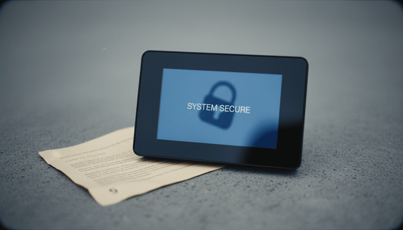 A close-up of a digital padlock icon overlaid on a blurred background of an ADT security panel, symbolizing the ADT confirms data breach.