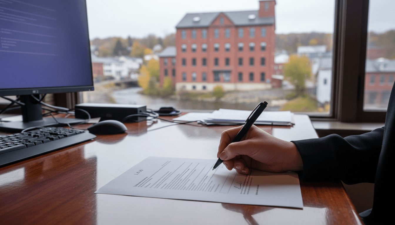 Maine Governor vetoes data center moratorium bill, with official documents and a pen on a desk.