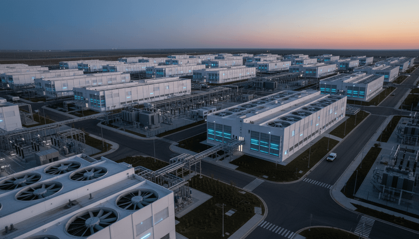 An aerial view of a data center with rows of server racks, highlighting the infrastructure susceptible to the Linux 'Copy Fail' vulnerability enables root access.