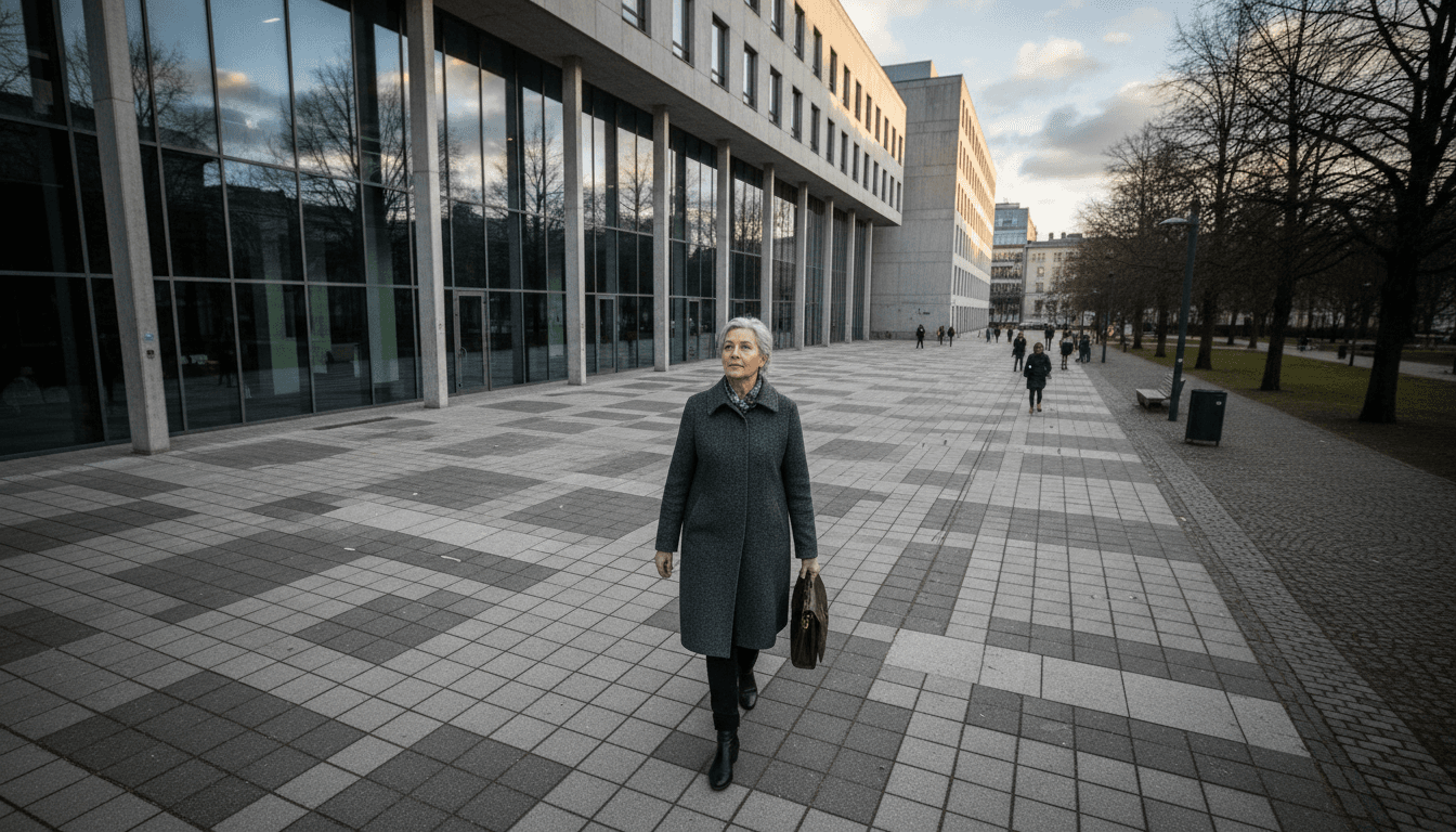 Finnish MP Päivi Räsänen walks outside a courthouse, appealing her guilty verdict.