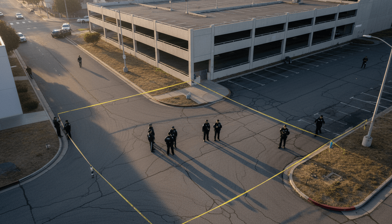 Santa Monica police officers investigate a shooting scene where a Santa Monica kidnapping suspect was arrested.