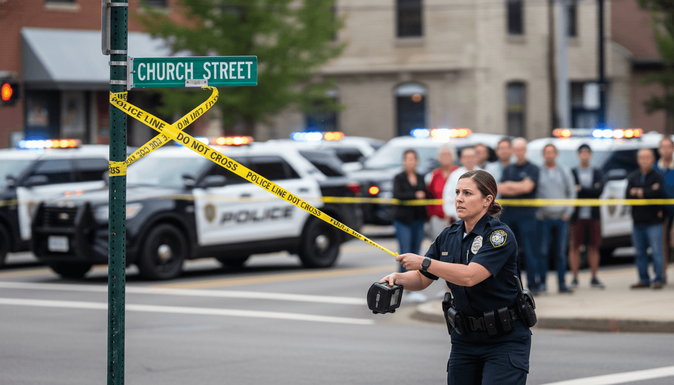 Police vehicles blocking off a street during a Hanover Park police investigation near Church Street.