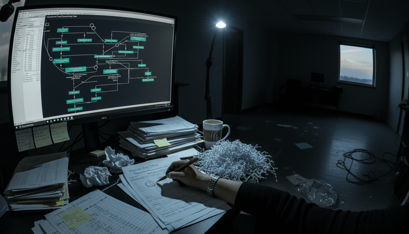 A stack of shredded documents and a laptop displaying financial transaction graphs, symbolizing the unraveling of a healthcare fraud laundering case.