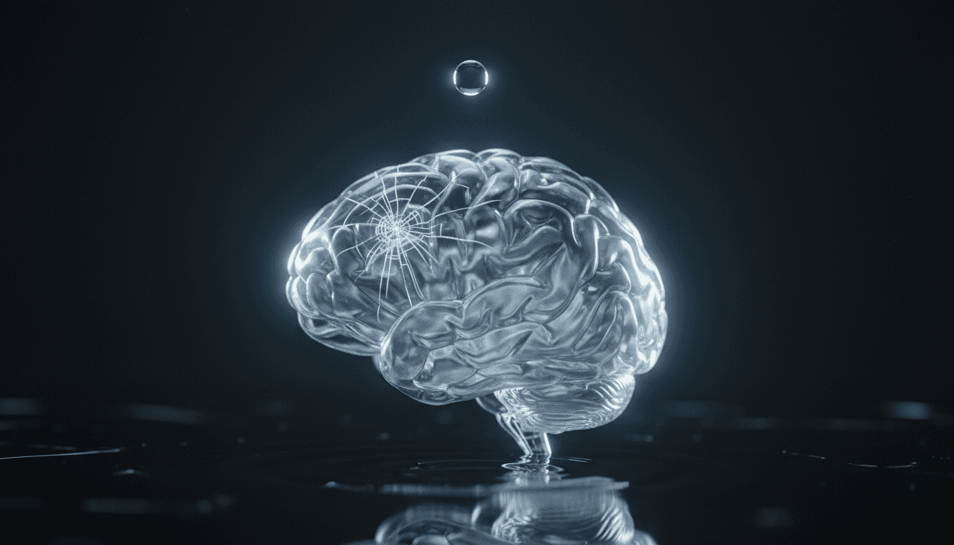 A conceptual image illustrating the fragile nature of brain health, with subtle cracks appearing on a translucent brain sculpture, hinting at damage from even little alcohol consumption.