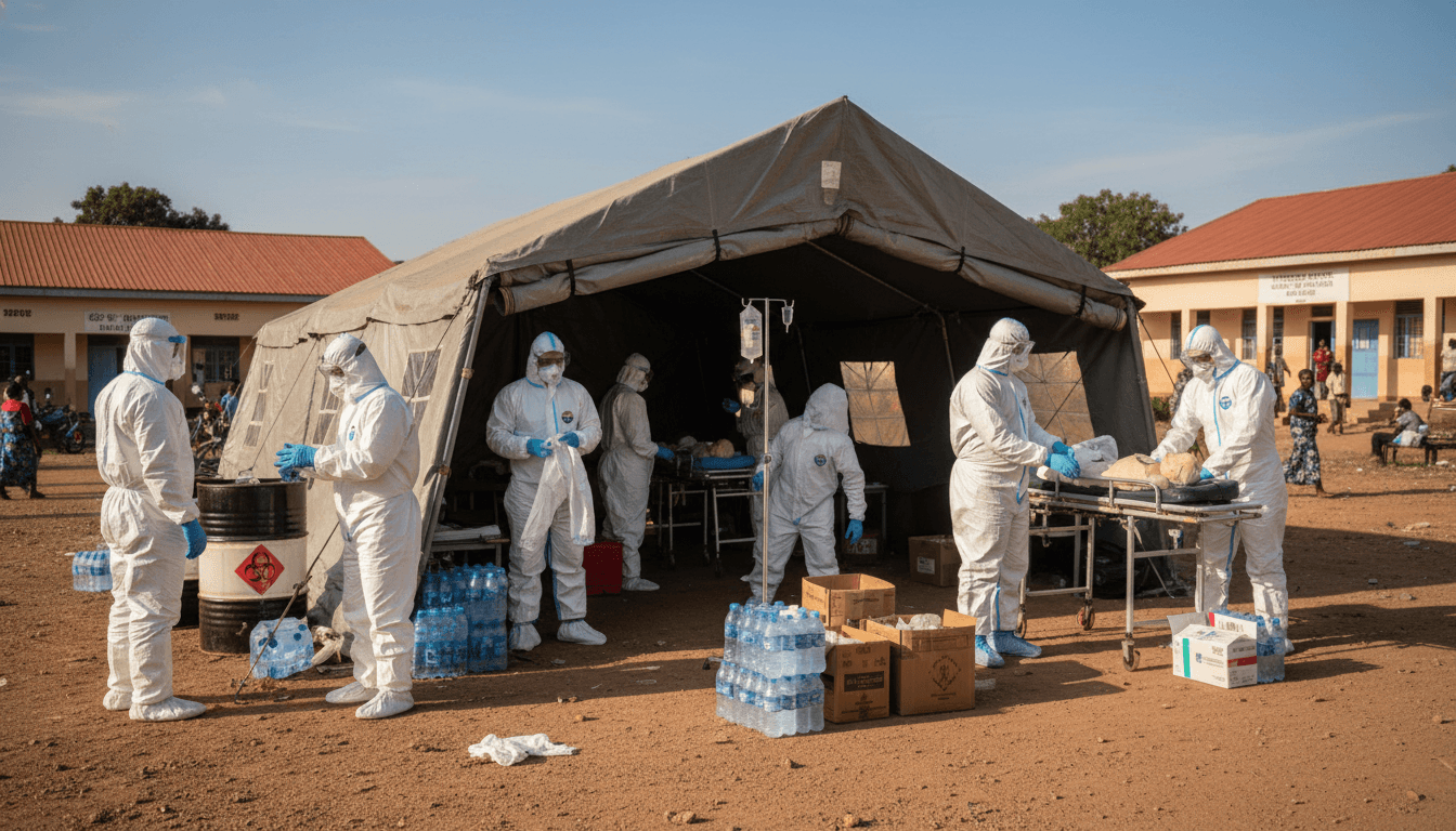 MSF teams train staff at Kyeshero Hospital in Goma, North Kivu province, on how to work in an Ebola environment, preparing for the Bundibugyo virus outbreak.
