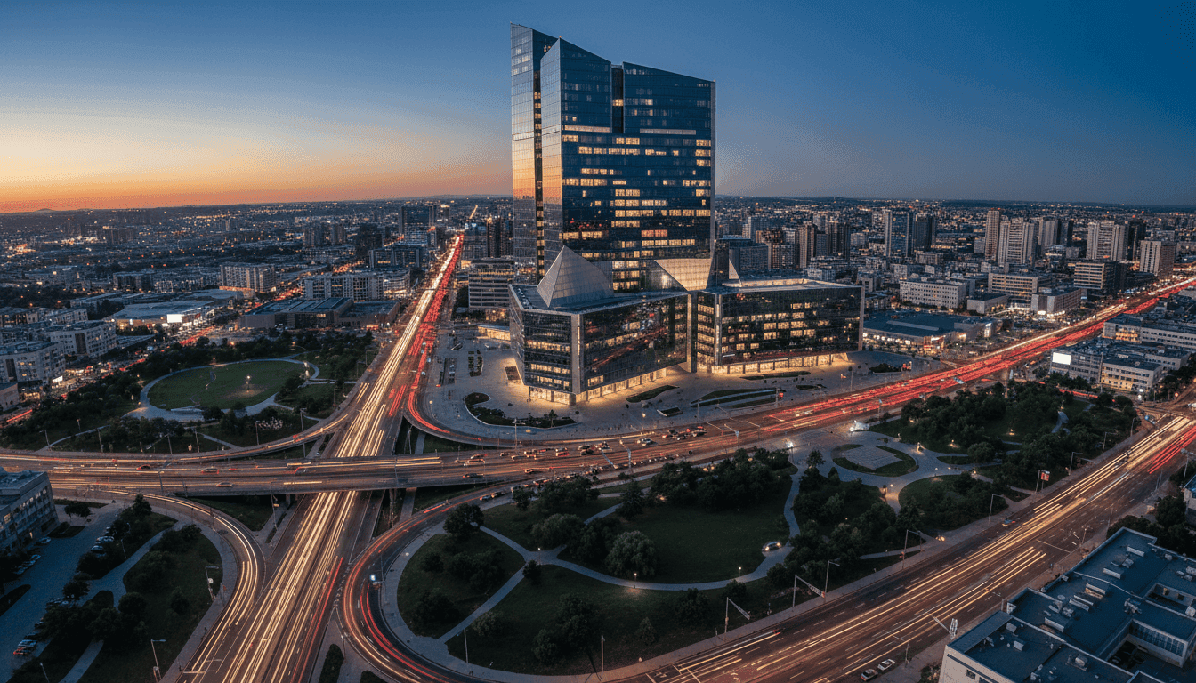 An aerial view of a modern legislative building, symbolizing the creation of a new Office of Inspector General and government oversight.