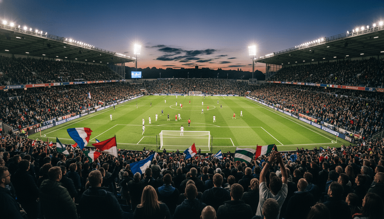 A wide shot of The Valley stadium in London during the Unity Cup Semifinal match between Jamaica and India, with a diverse crowd visible in the stands.