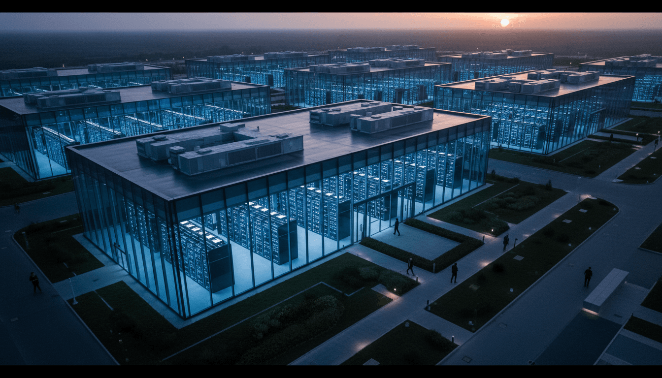 Sam Altman's net worth tops $4 billion, depicted by a sleek, modern financial data center with glowing servers and digital projections representing vast wealth.