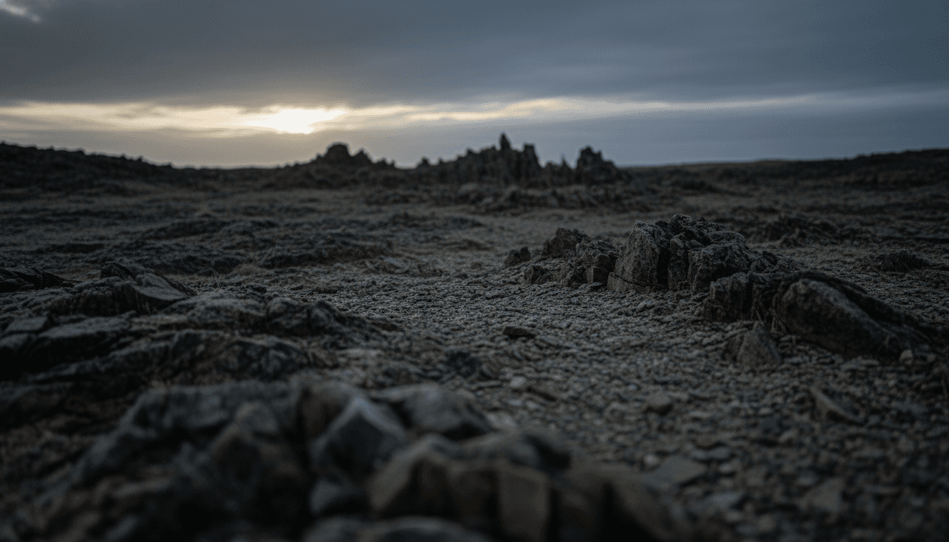 A muted, overcast sky hangs over a sparse, rugged landscape, hinting at the diplomatic tensions surrounding the decision to sanction Israeli settlers.