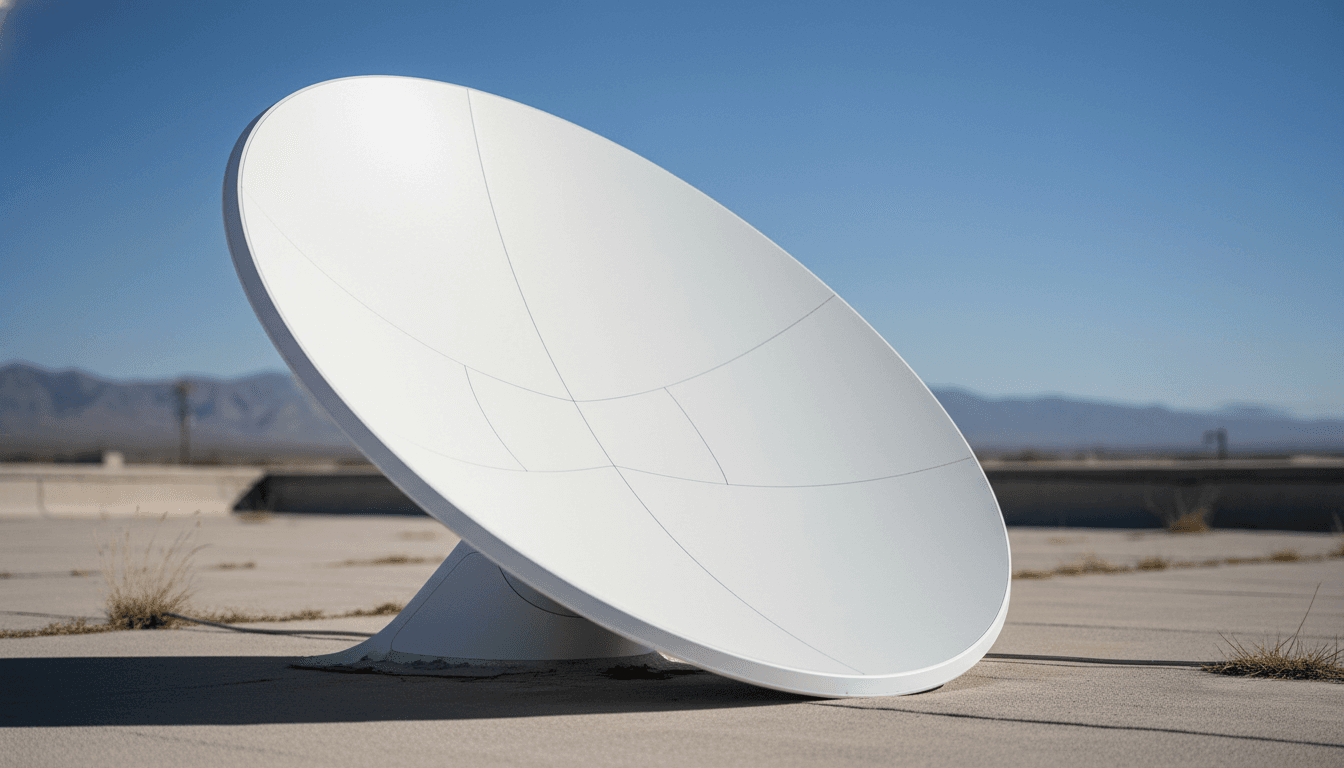 A close-up view of a SpaceX Starlink satellite dish, its white surface glistening under the sun, symbolizing the company's advanced satellite internet technology and the financial ambition behind the SpaceX files record-breaking IPO prospectus.