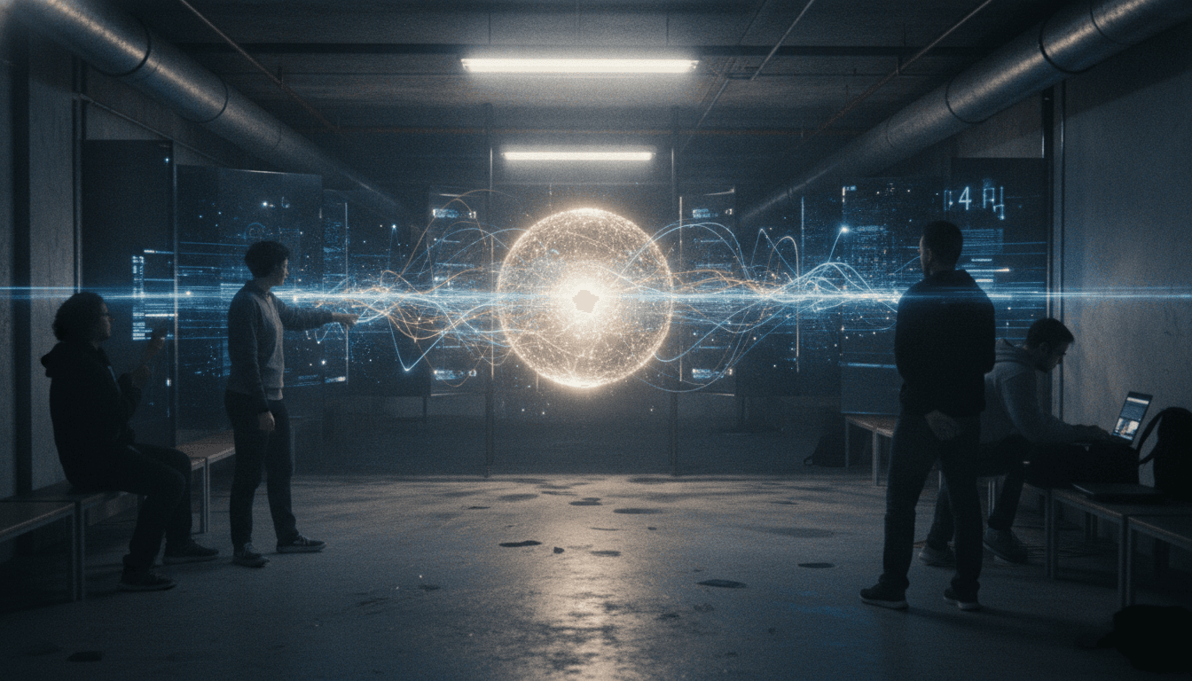 A stylized, abstract visualization of data streams converging into a central, glowing sphere, representing the AlphaSense secures $7.5 billion valuation and its impact on market intelligence.