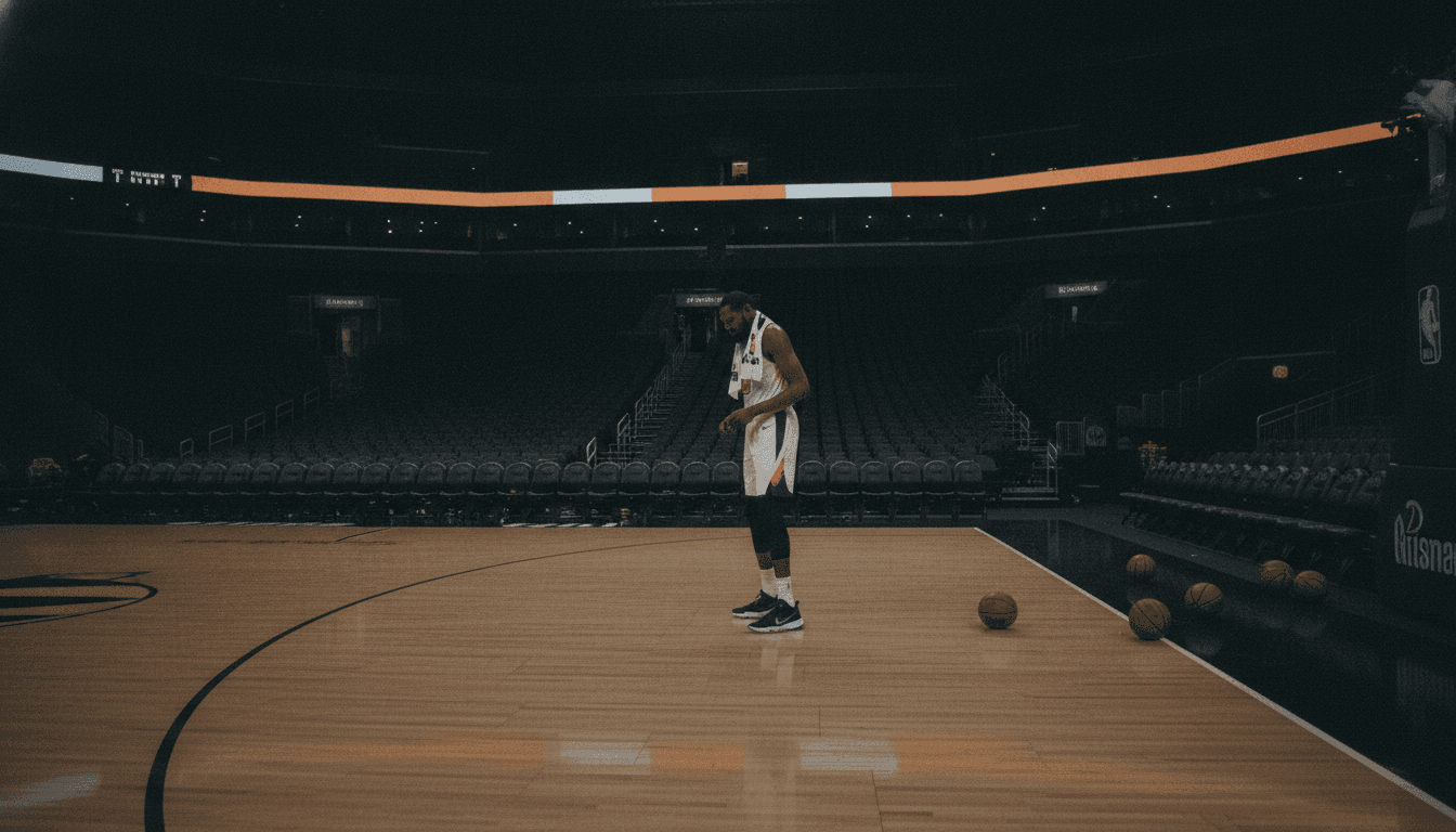 Kevin Durant became NBA's highest-paid player, standing tall on a basketball court, looking determined after a game.