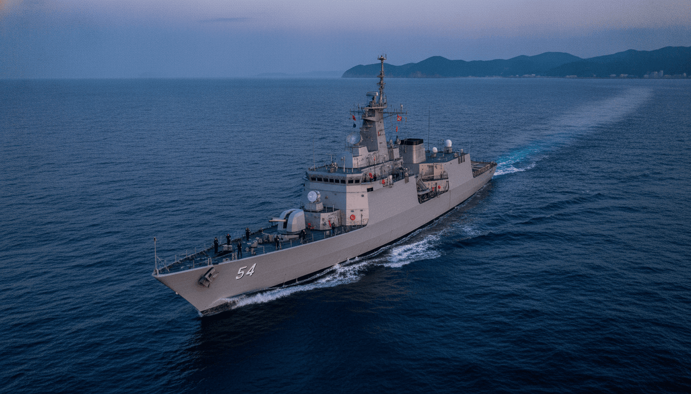 Taiwanese naval vessel on patrol in the Taiwan Strait as Taiwan deploys vessels