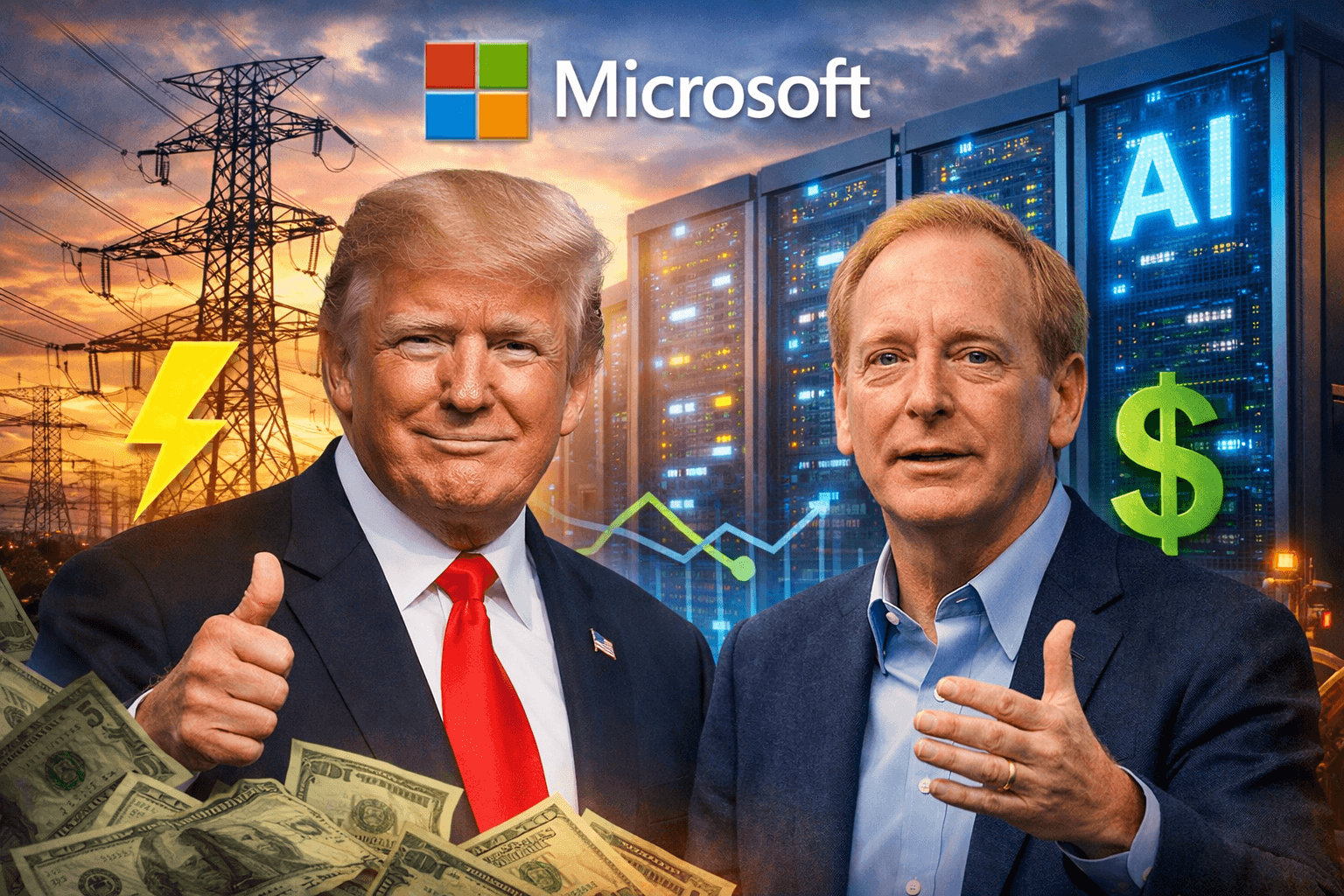 Trump: Microsoft to Absorb Energy Costs Linked to AI Infrastructure