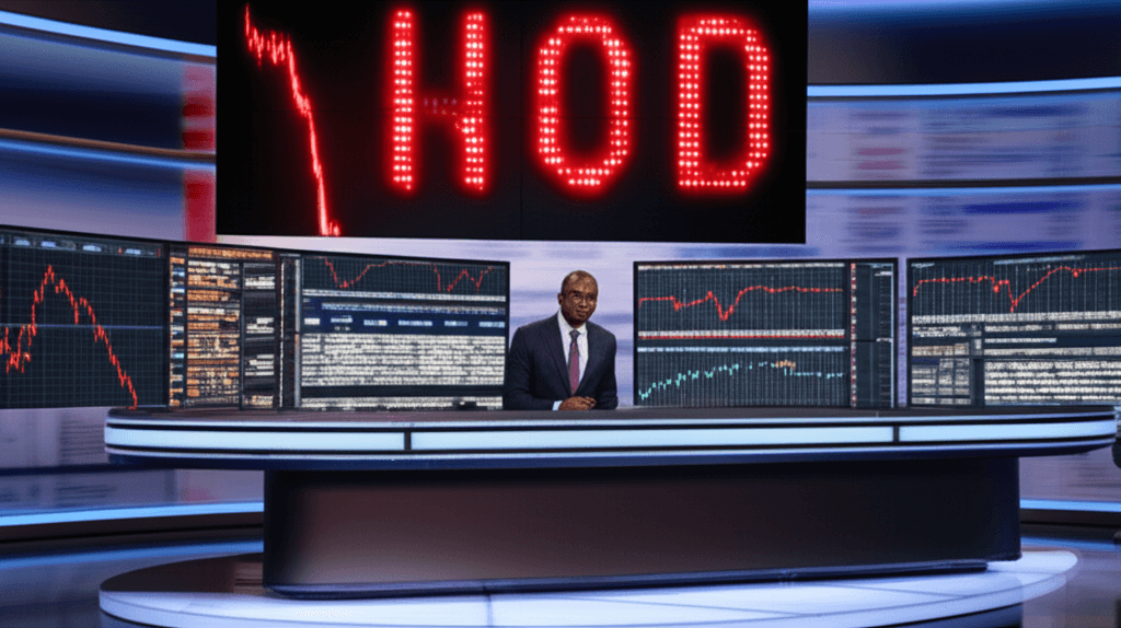 Kyndryl stock tumbling dramatically on a stock market ticker display.