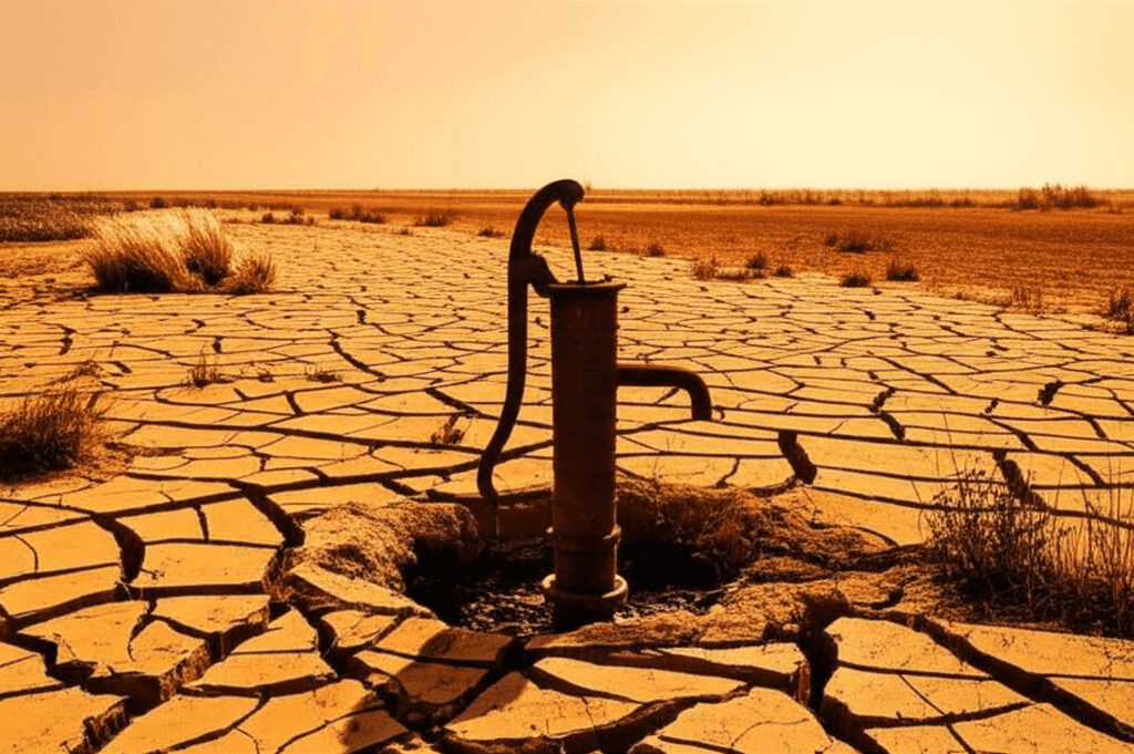 Cracked dry earth depicting water scarcity risk