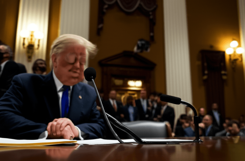 Illustration showing Trump with a partial 401(k) statement highlighting the Trump retirement plan.