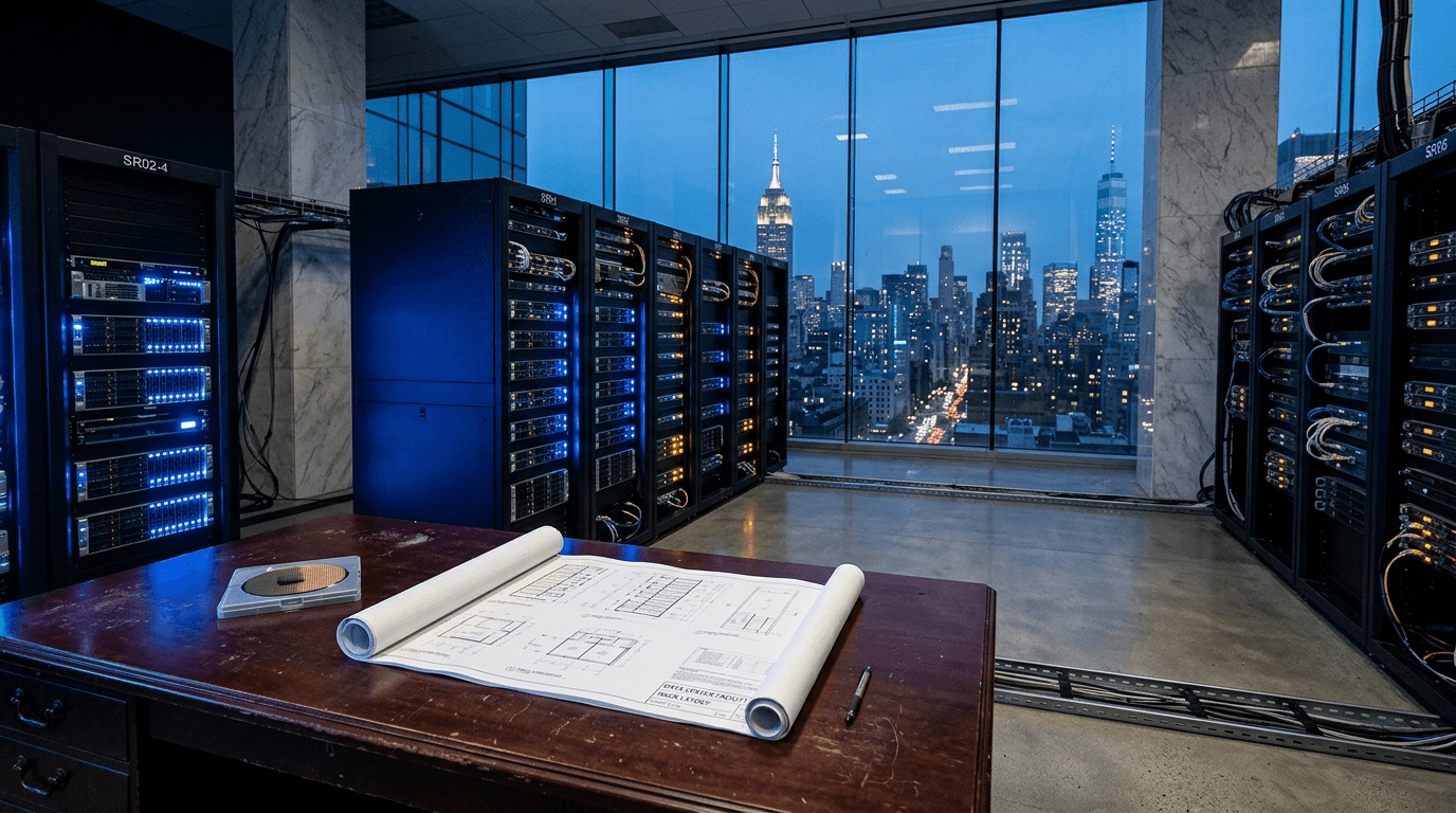 A high-tech data center server rack representing the Oracle Earnings Impact.