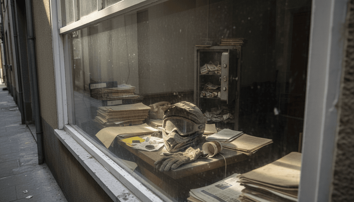 Hidden cash and documents in a dimly lit, dusty office, symbolizing the exposed financial fraud of Frits van Eerd.