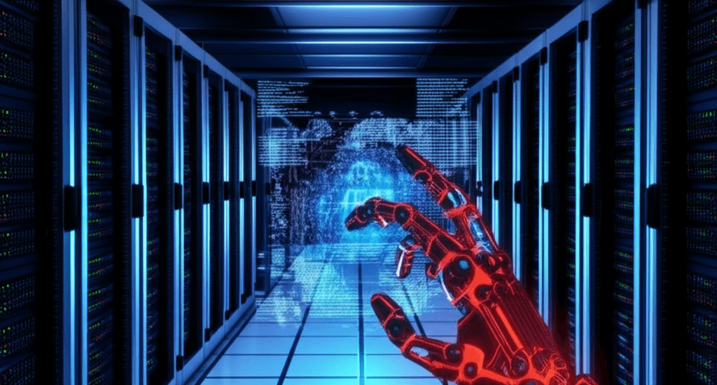 OpenClaw attack illustration showing a claw reaching for data on a server.