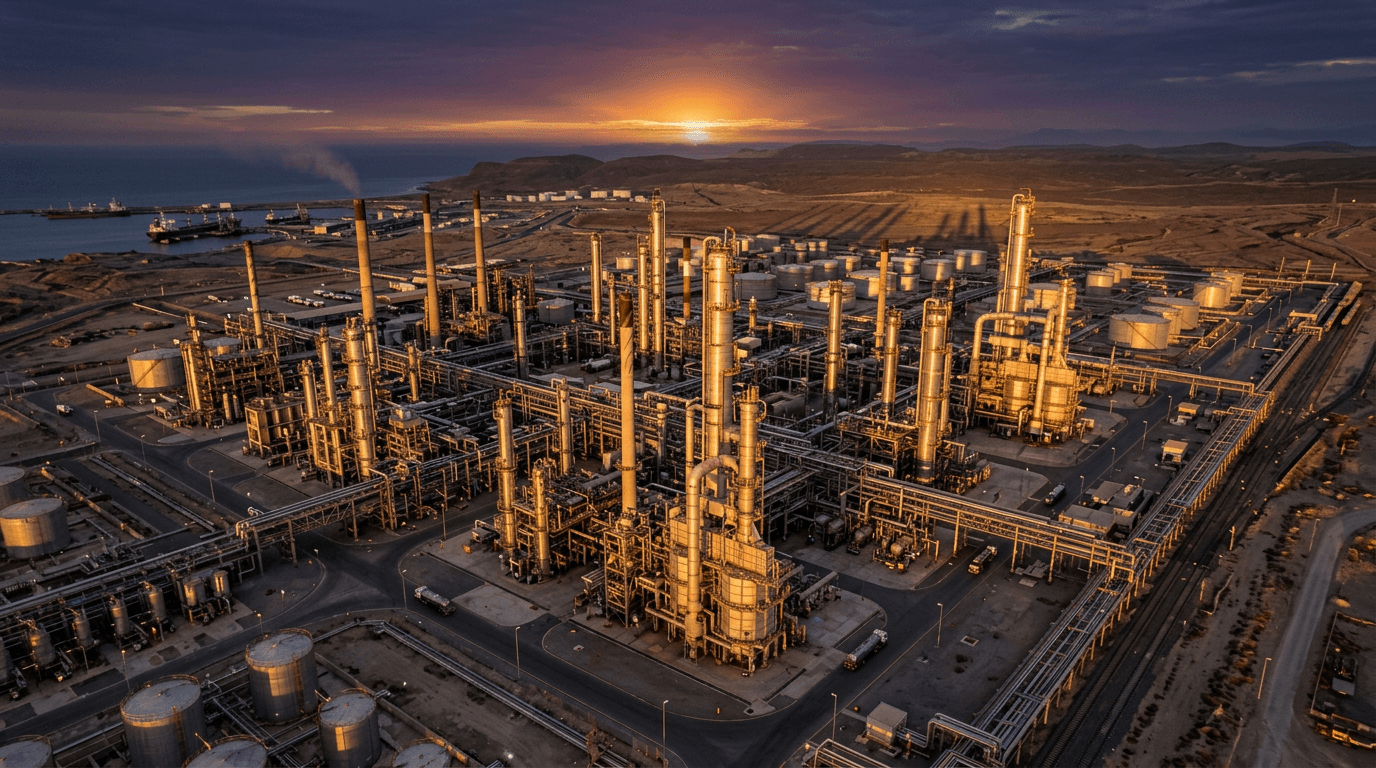 A golden industrial silhouette representing Dangote's net worth growth