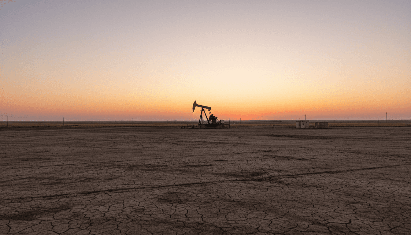A financial chart showing an upward trend, overlaid with a subtle image of an oil rig at dusk, symbolizing the SM Energy balance sheet reset and industry success.