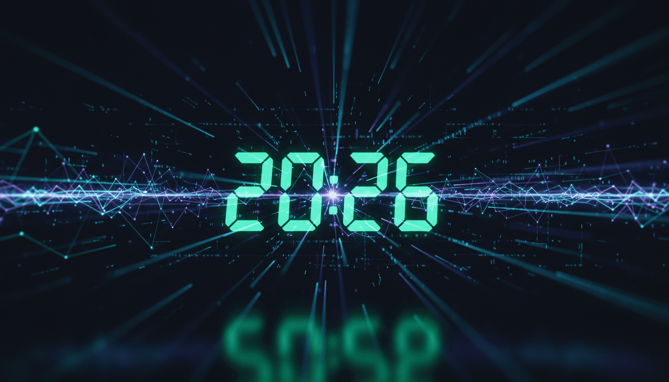 A digital clock showing 'MAY 2026' with a blurred background of abstract cryptocurrency symbols, highlighting the CLARITY Act faces critical May deadline.