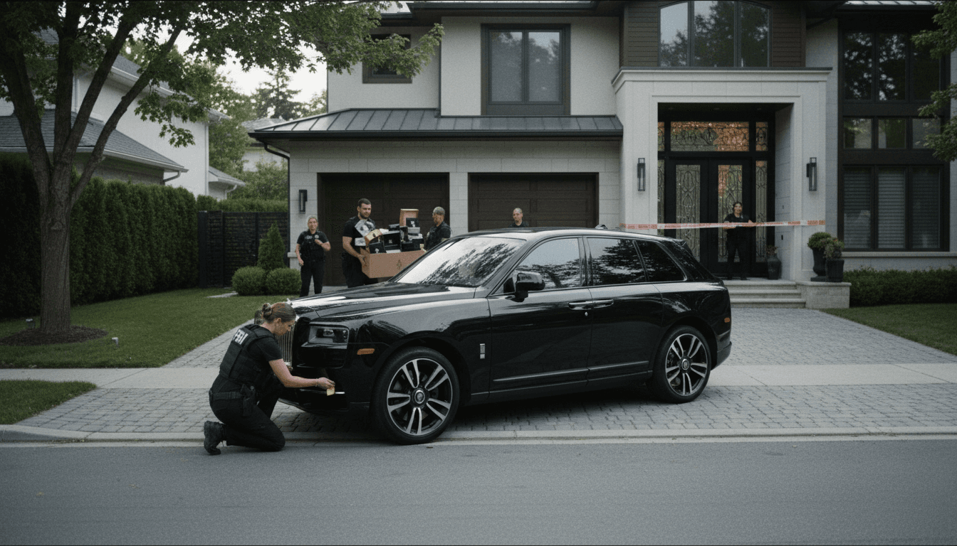 FBI agents seizing luxury assets from Christopher Alexander Delgado's lavish estate