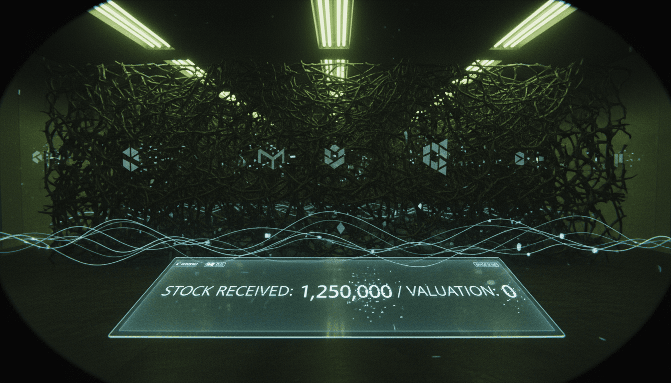 Abstract representation of financial deception with a digital overlay of falsified data and phantom corporate structures dissolving into thin air.