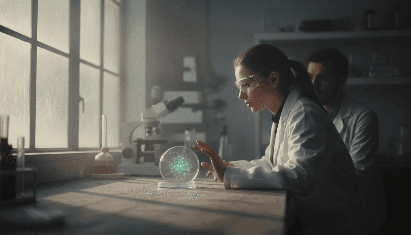 A close-up of a scientific petri dish, glowing softly in a dimly lit laboratory, symbolizing the groundbreaking diabetes cure research.