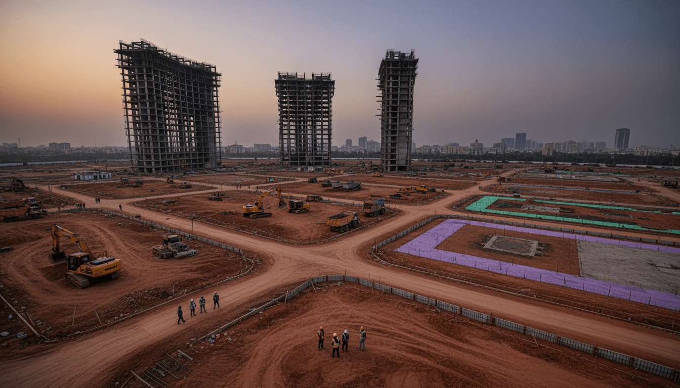 An aerial view illustrating the future site where the Punjab government moves to establish Film City Authority, showing initial groundwork.