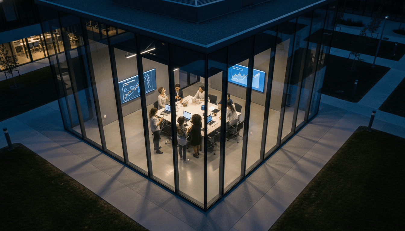 Modern data center server racks glowing with blue lights, symbolizing robust AI cloud funding and technological advancement.
