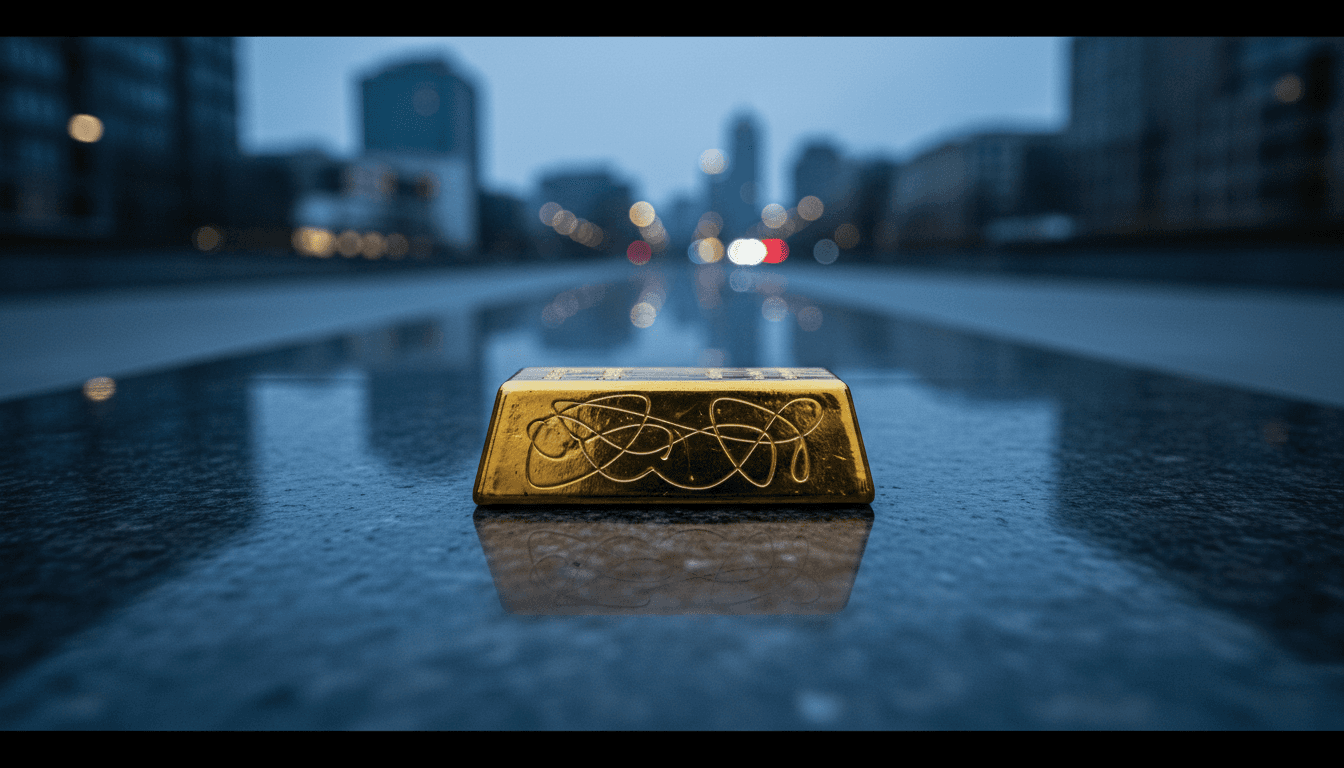 A stylized image of a gold bar with the U.S. Mint logo subtly blurred, overlaid with a faint, abstract pattern representing complex supply chains and the US Mint gold scrutiny.