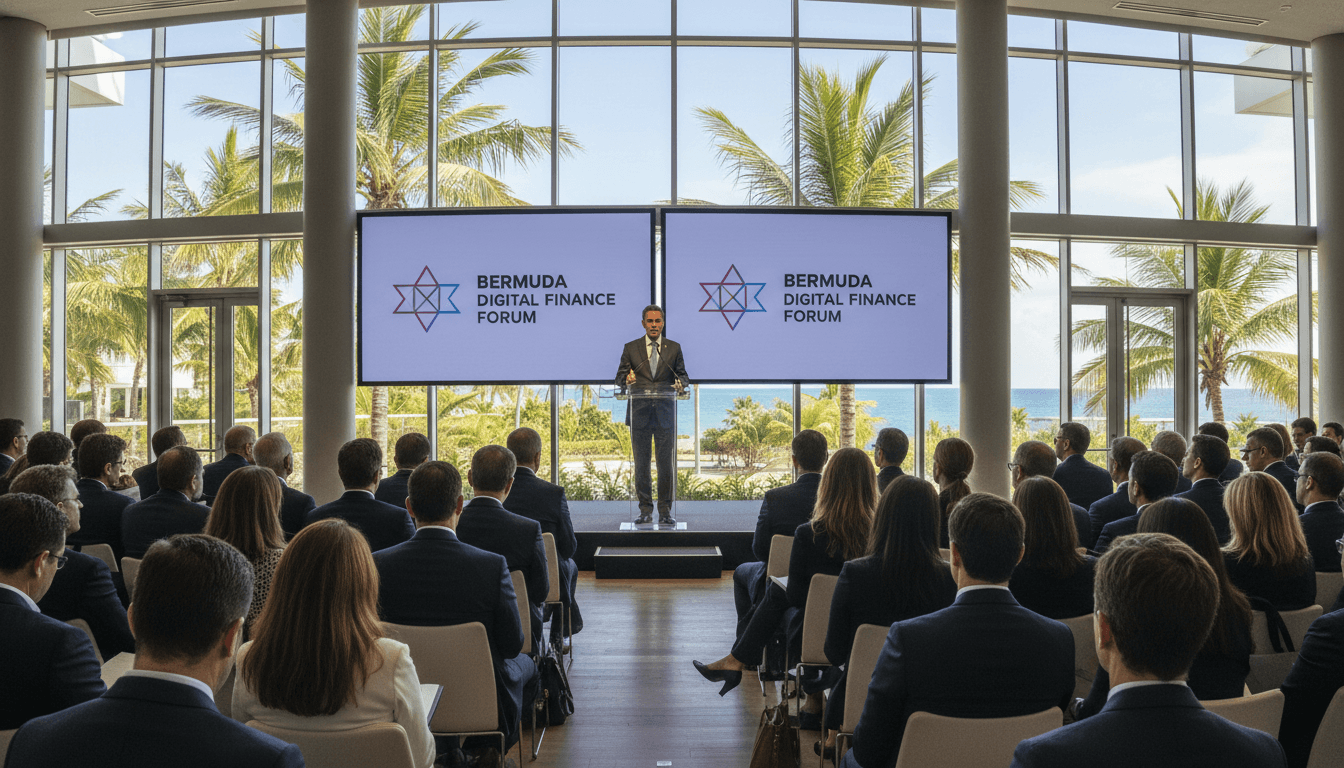 Premier David Burt speaking at the Bermuda Digital Finance Forum about Bermuda transitions key financial services to Stellar.