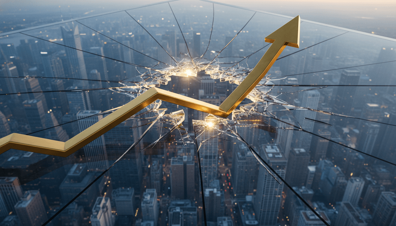 A dynamic upward-pointing arrow representing the rising S&P 500 target, overlaid on a stylized chart of market growth.