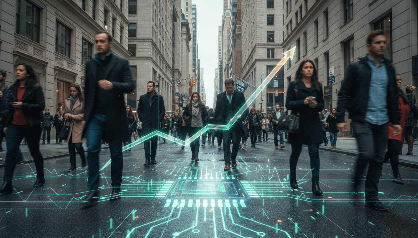 A stylized, glowing NVIDIA logo superimposed over a complex, interconnected network of digital circuits and data streams, symbolizing the rapid Nvidia stock gains and its central role in AI infrastructure.