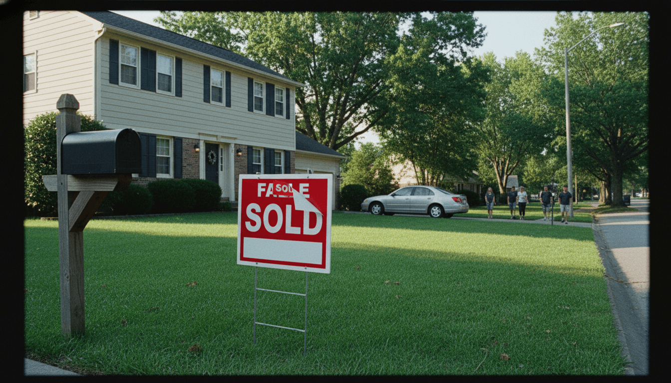 A 'For Sale' sign outside a charming, well-maintained inherited house sale, with a 'Sold' sticker visible, indicating a recent transaction.