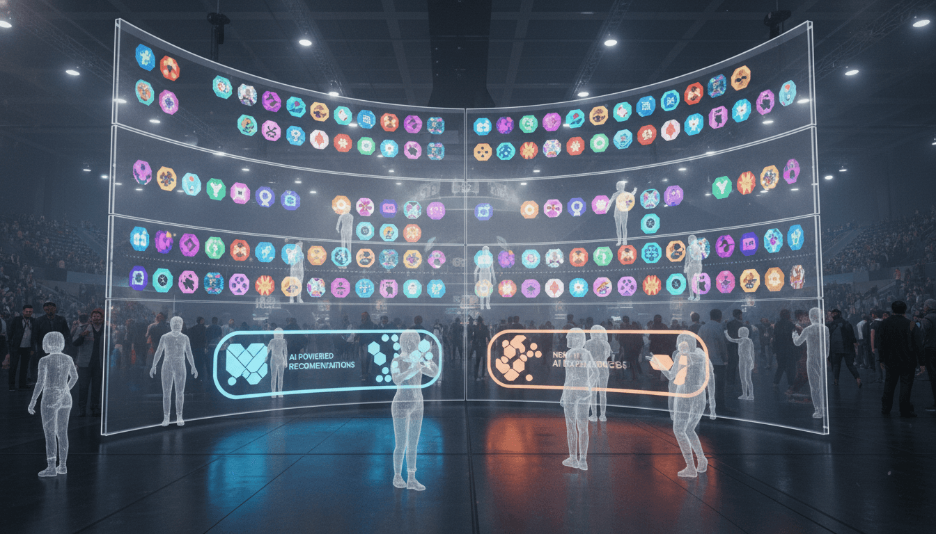 A bustling digital marketplace within the WeChat Mini-Games interface, showcasing various game icons and AI-powered recommendation modules.