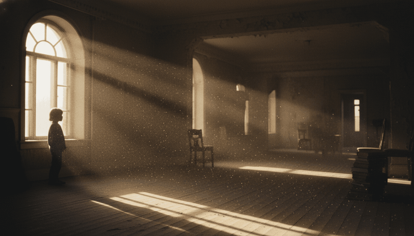 A child's silhouette stands alone in a dimly lit room, symbolizing the profound impact when childhood maltreatment increases intimate partner violence.