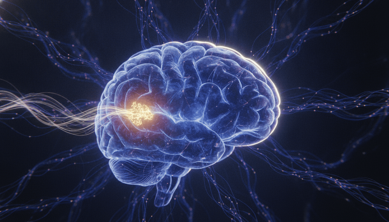 A vibrant, abstract representation of a brain with glowing neural pathways, symbolizing innovative brain tumour treatment and the fight against glioblastoma.