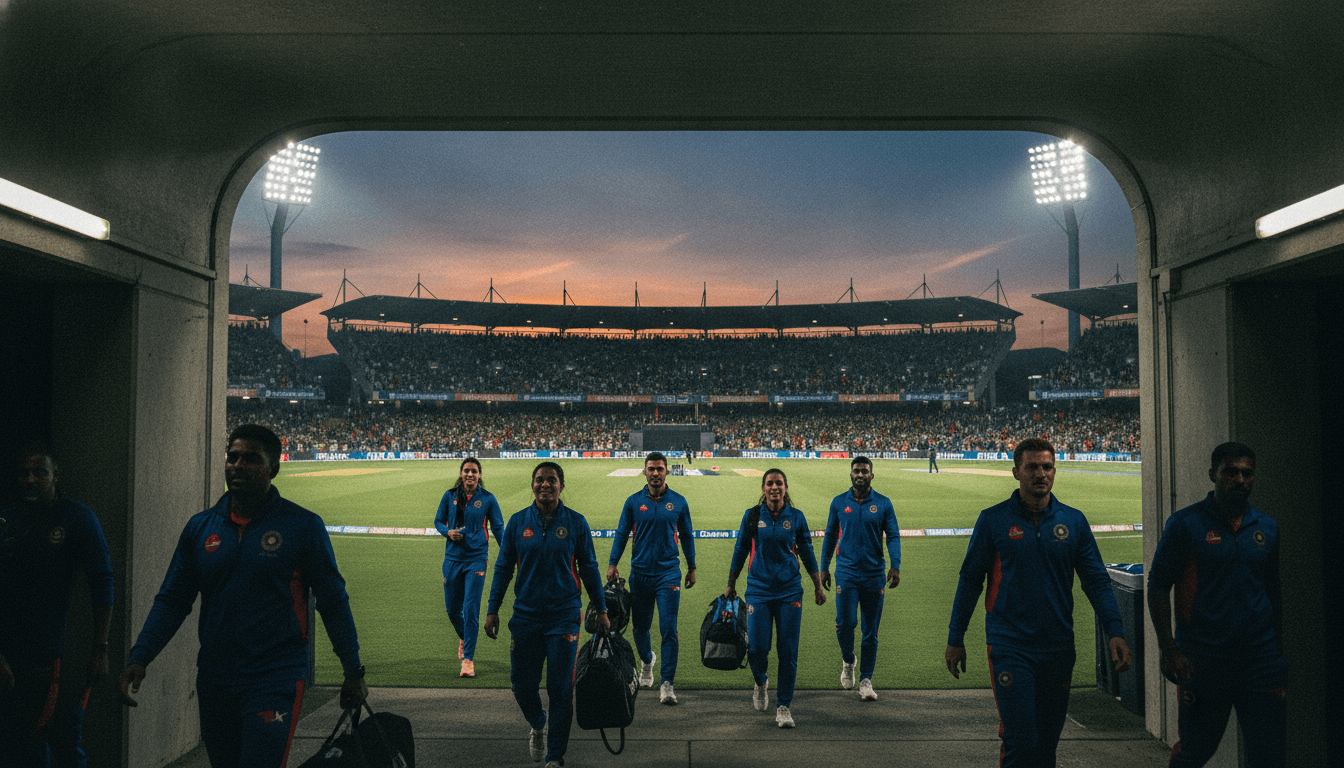 A cricket stadium at dusk, filled with a vibrant, blurred crowd, symbolizing the energy and financial success from PSL expansion drives record profit.