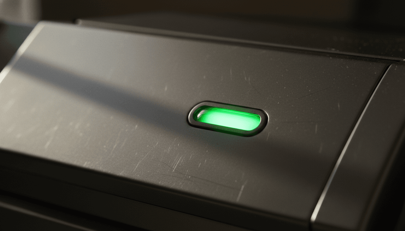 Close-up of a stylized, glowing green light, symbolizing 'EU green light,' with subtle blurred background elements suggesting corporate negotiation documents or a large-scale merger announcement.
